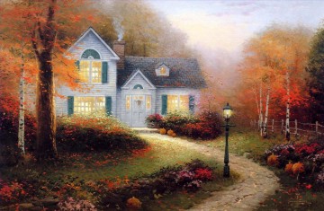 portrait of a young woman Painting - The Blessings Of Autumn Thomas Kinkade